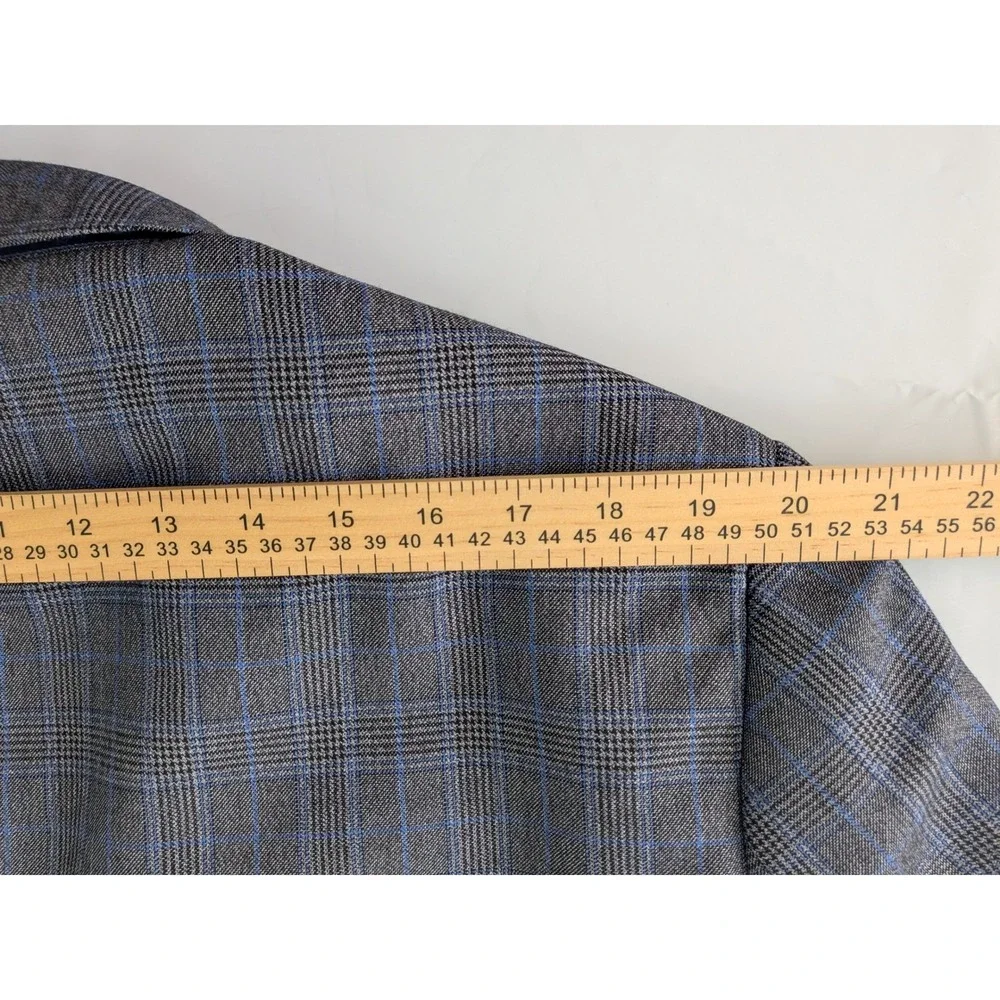 TailorByrd Collection Mens 46R Gray Blue Glen Plaid Sport Coat Blazer 2 Button‎